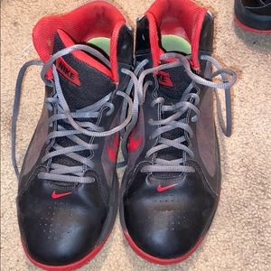 Black grey and red Nike basketball shoes